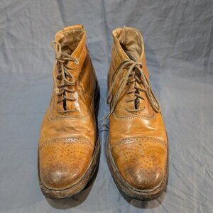 Jose Markham Brogue Tan Leather Cap Toe Ankle Boots Men Size 8